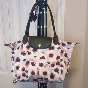 Longchamps Floral Black and Pink Women's Bag